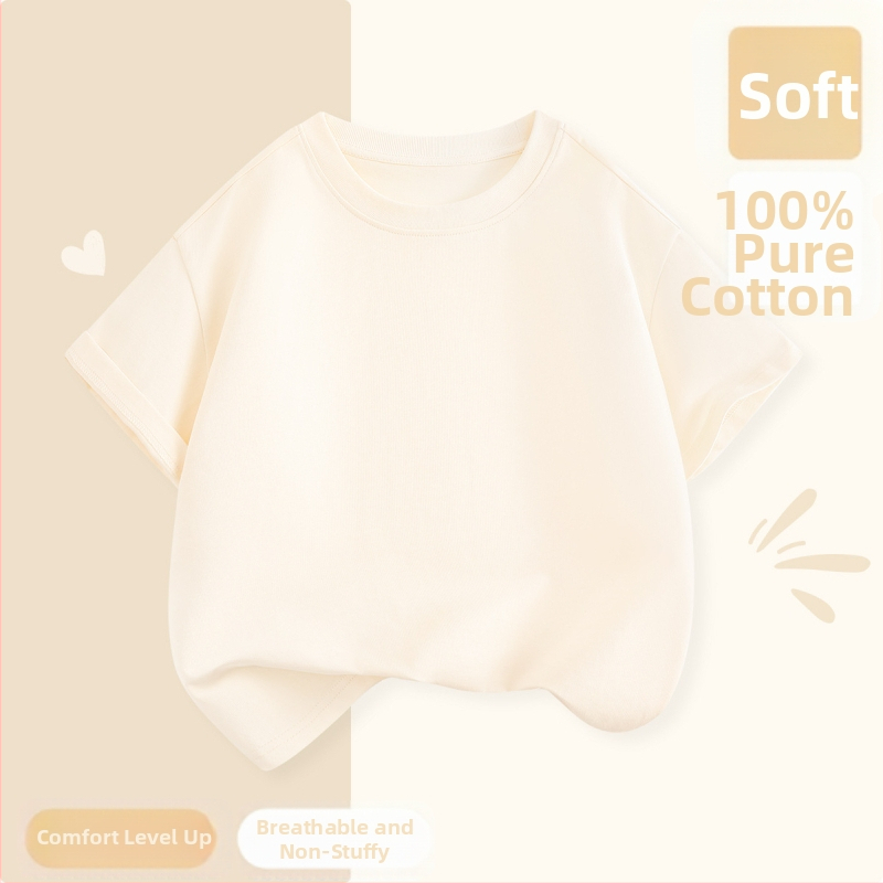 Laste lühikeste varrukatega T-särk suvi 2025 uue stiiliga tüdrukute T-särk puhtast puuvillast topp suvine tüdrukute võikaru suvekleit