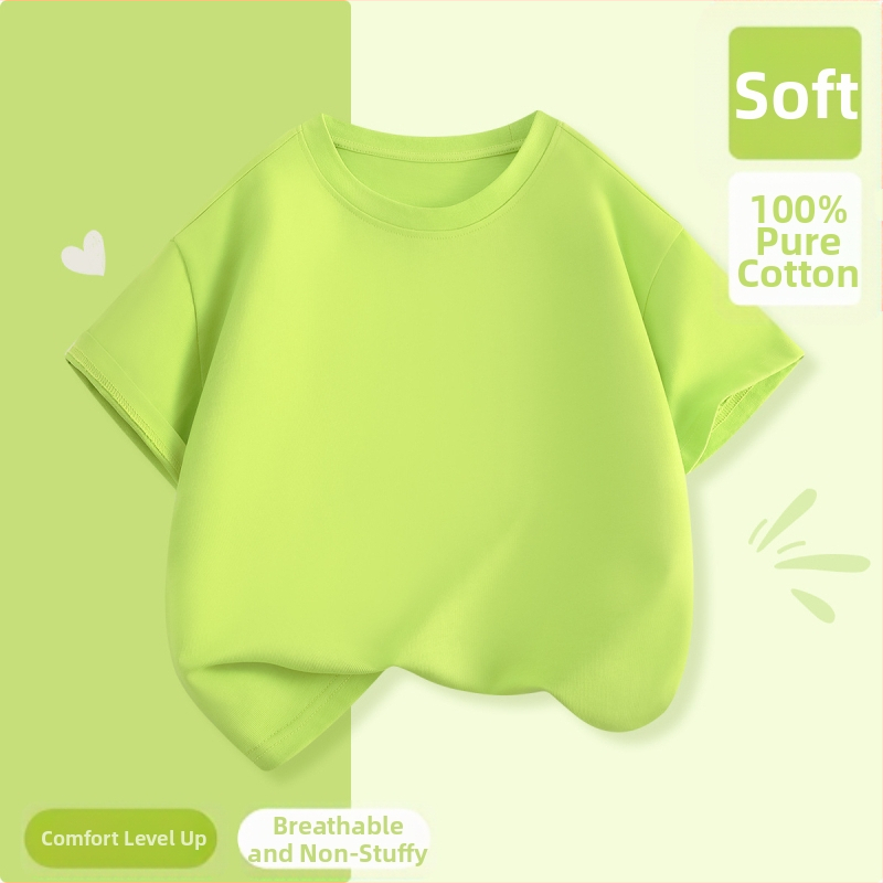 Laste lühikeste varrukatega T-särk suvi 2025 uue stiiliga tüdrukute T-särk puhtast puuvillast topp suvine tüdrukute võikaru suvekleit