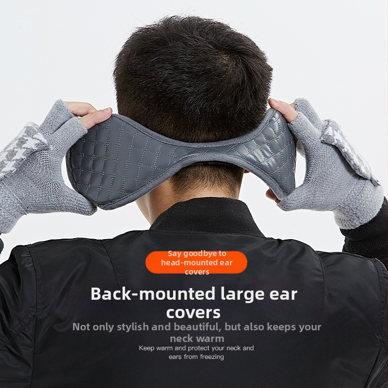 Мъжки зимни топли наушници, карирани плюшени наушници, нови топли наушници от изкуствена кожа, трансгранични