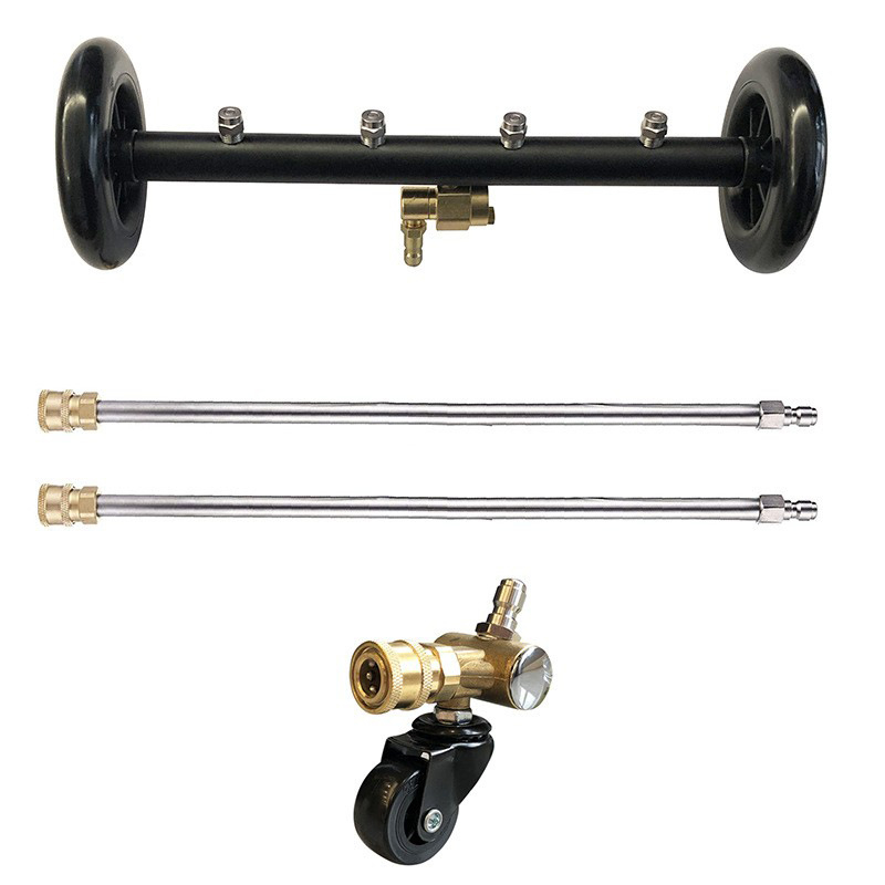 Aukšto slėgio automobilių važiuoklių valymo įrenginys su 16 colių dvigubos funkcijos važiuoklės antgaliu ir vandens šluota, 4000 PSI