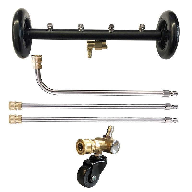 Aukšto slėgio automobilių važiuoklių valymo įrenginys su 16 colių dvigubos funkcijos važiuoklės antgaliu ir vandens šluota, 4000 PSI