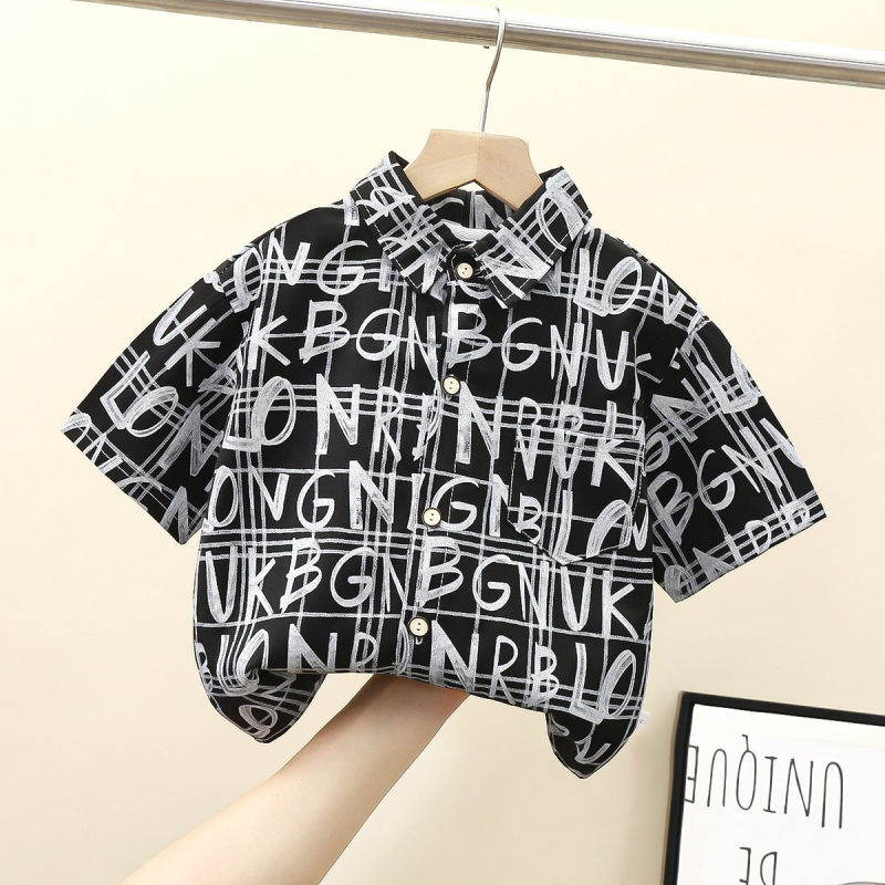 Lasterärgid, poiste suvised lühikeste varrukatega Hongkongi stiilis topid, poistele ja beebidele 2025. aasta uued trendikad ja nägusad tänavasärgid