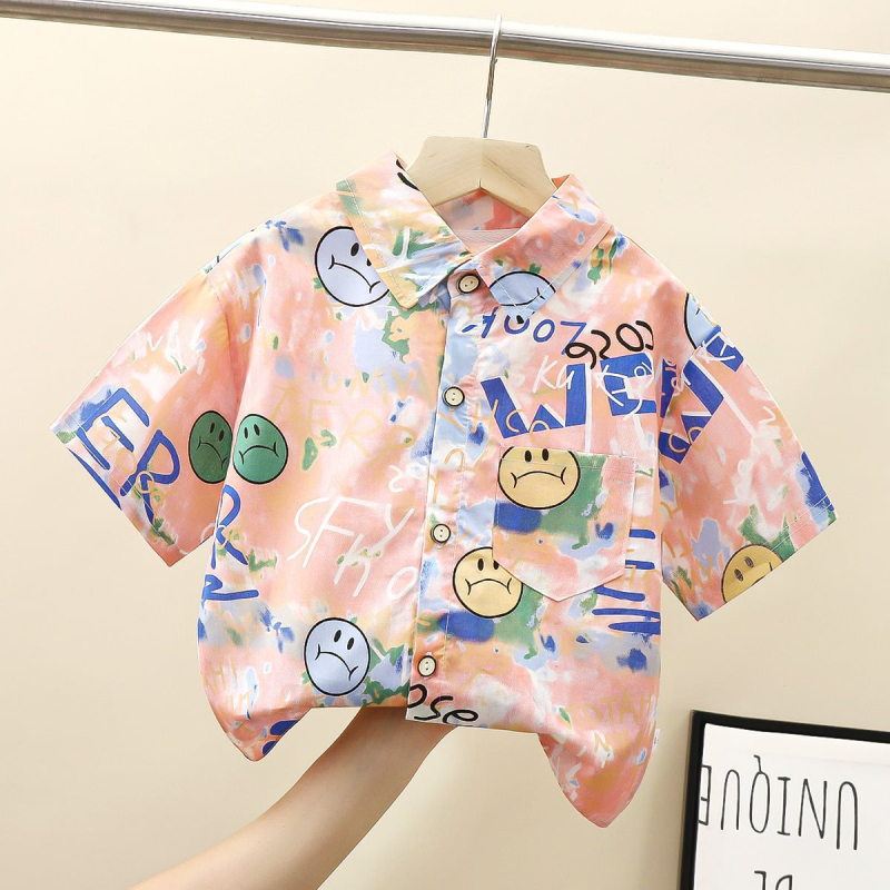 Lasterärgid, poiste suvised lühikeste varrukatega Hongkongi stiilis topid, poistele ja beebidele 2025. aasta uued trendikad ja nägusad tänavasärgid