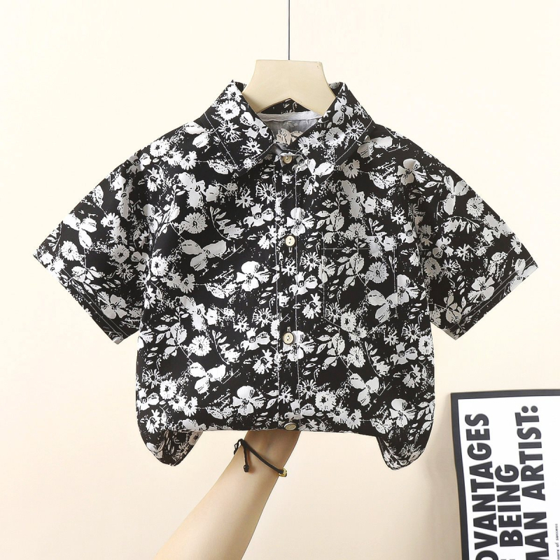 Lasterärgid, poiste suvised lühikeste varrukatega Hongkongi stiilis topid, poistele ja beebidele 2025. aasta uued trendikad ja nägusad tänavasärgid