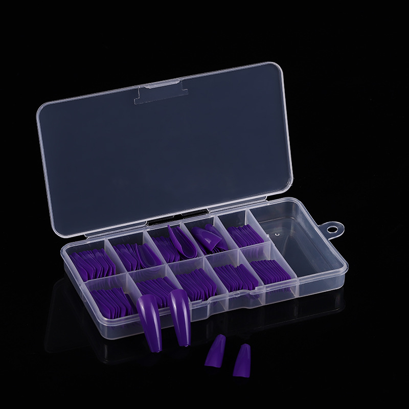 Punane ühevärviline balletisoomus 100 lk, karp pikk, punane, lilla, trapetsikujuline, kirstuga kunstküüned