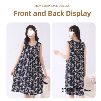 Suvine õhuke puuvillane siidist öösärk naistele ja emadele, suured suurused lahtised koduriided, viskoosist pidžaamad, lahe ümara kaelusega kleit