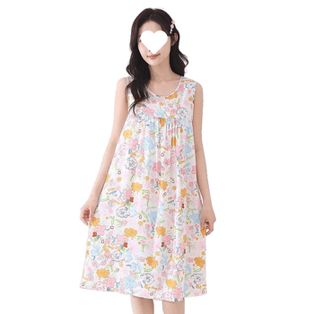 Suvine õhuke puuvillane siidist öösärk naistele ja emadele, suured suurused lahtised koduriided, viskoosist pidžaamad, lahe ümara kaelusega kleit