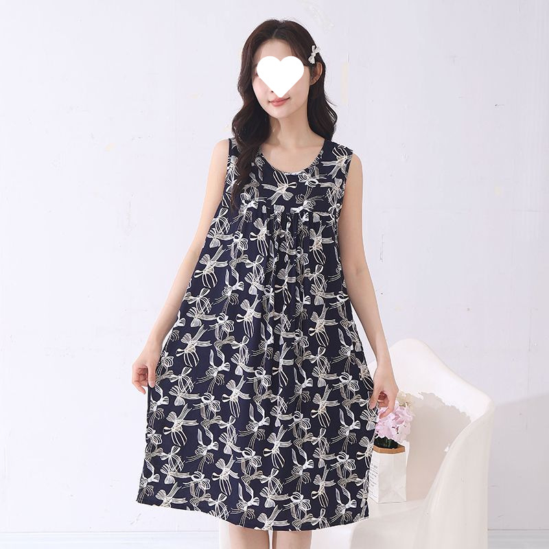 Suvine õhuke puuvillane siidist öösärk naistele ja emadele, suured suurused lahtised koduriided, viskoosist pidžaamad, lahe ümara kaelusega kleit