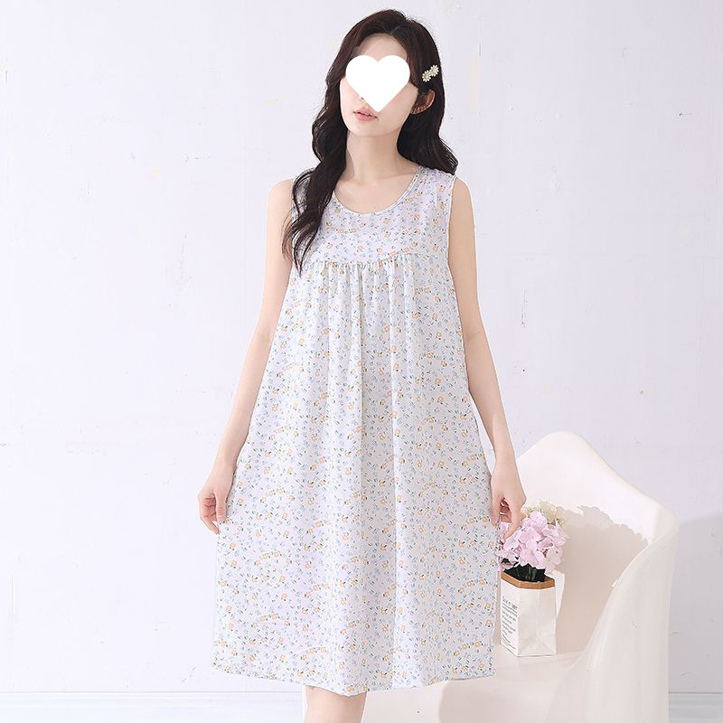 Suvine õhuke puuvillane siidist öösärk naistele ja emadele, suured suurused lahtised koduriided, viskoosist pidžaamad, lahe ümara kaelusega kleit