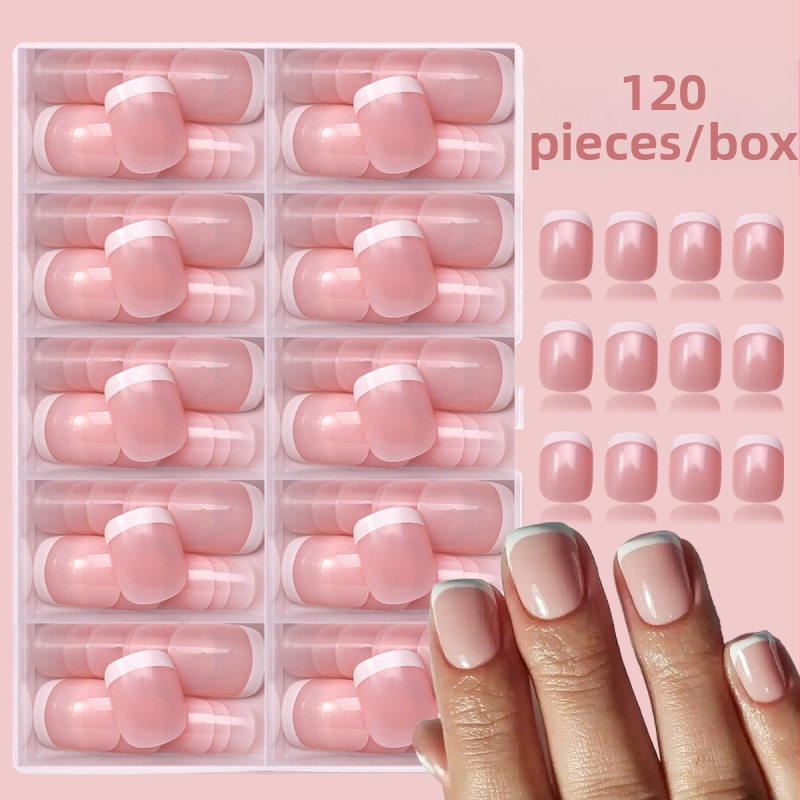 Prantsuse stiilis Wearing Armor 120 lühike värviline karbis prantsuse stiilis eemaldatav kunstküüne maniküür