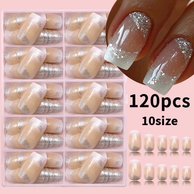 Prantsuse stiilis Wearing Armor 120 lühike värviline karbis prantsuse stiilis eemaldatav kunstküüne maniküür