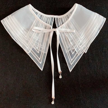 Saldās mežģīnes dekoratīva divslāņu elpojoša mākslīgā apkakle pavasara un vasaras vienkārša atmosfēriska vecuma samazināšanas apģērba sieviešu universāls šalle ārējais spārns