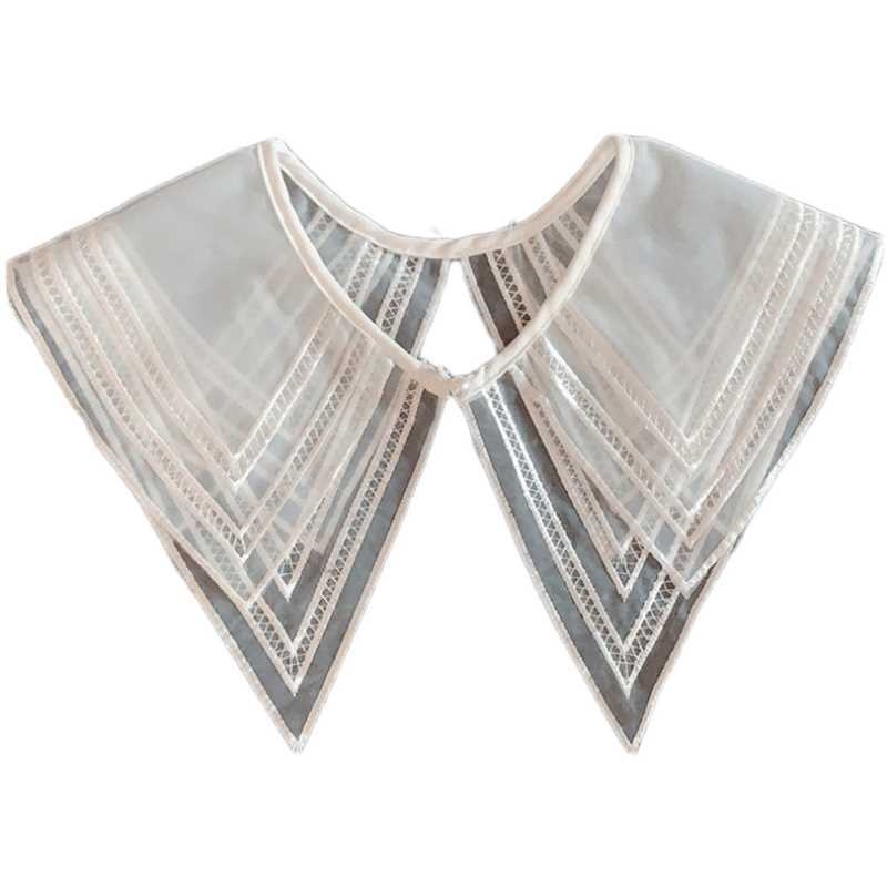 Saldās mežģīnes dekoratīva divslāņu elpojoša mākslīgā apkakle pavasara un vasaras vienkārša atmosfēriska vecuma samazināšanas apģērba sieviešu universāls šalle ārējais spārns