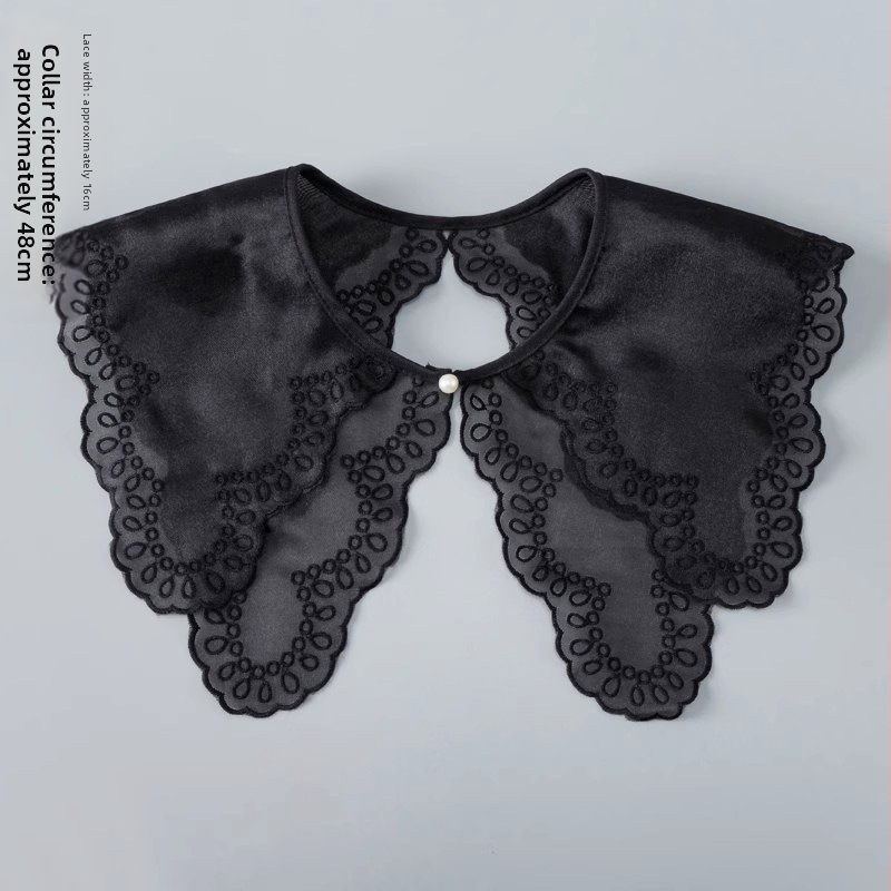 Saldās mežģīnes dekoratīva divslāņu elpojoša mākslīgā apkakle pavasara un vasaras vienkārša atmosfēriska vecuma samazināšanas apģērba sieviešu universāls šalle ārējais spārns