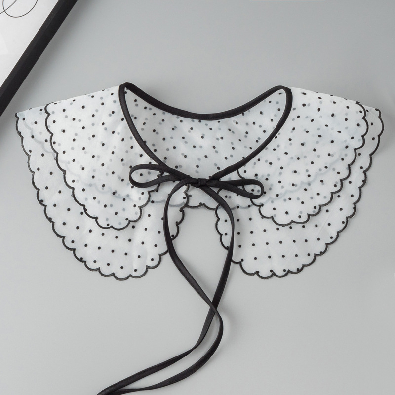 Saldās mežģīnes dekoratīva divslāņu elpojoša mākslīgā apkakle pavasara un vasaras vienkārša atmosfēriska vecuma samazināšanas apģērba sieviešu universāls šalle ārējais spārns