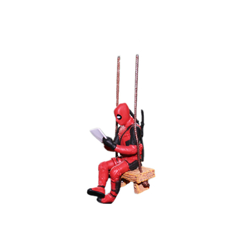 Swing Duck sērijas multfilmas Deadpool automašīnas atpakaļskata spoguļa kulons, lasot mazo kuci, roku darbs, leļļu automašīnas piekaramie rotājumi