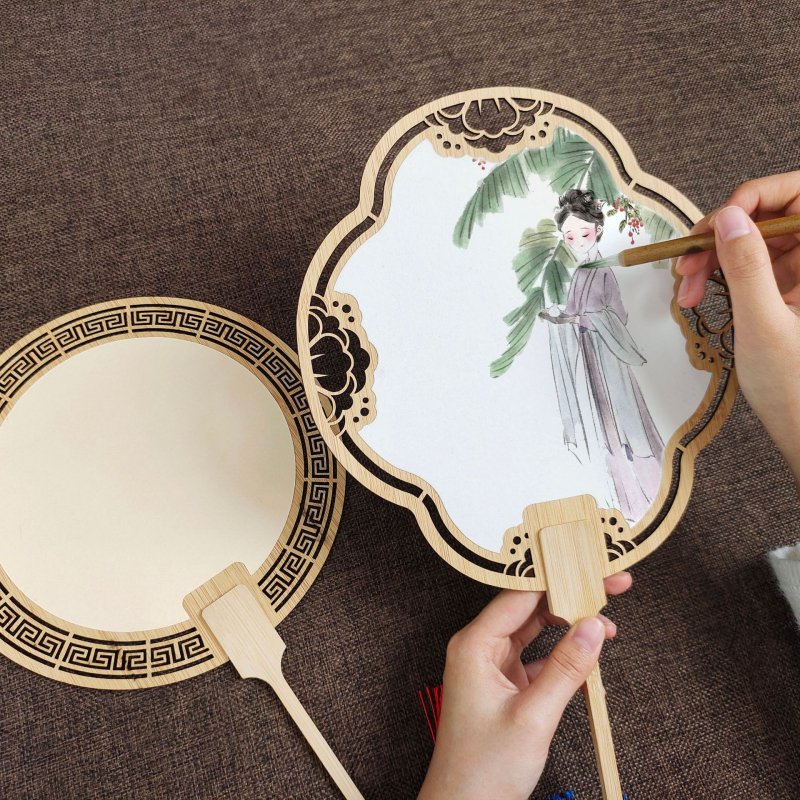 Klassikaline õõnes Xuan paberventilaator kahepoolne tühi isetegemise hiina maali käsitsi maalitud kalligraafia poolküpsetatud ventilaator õueventilaator