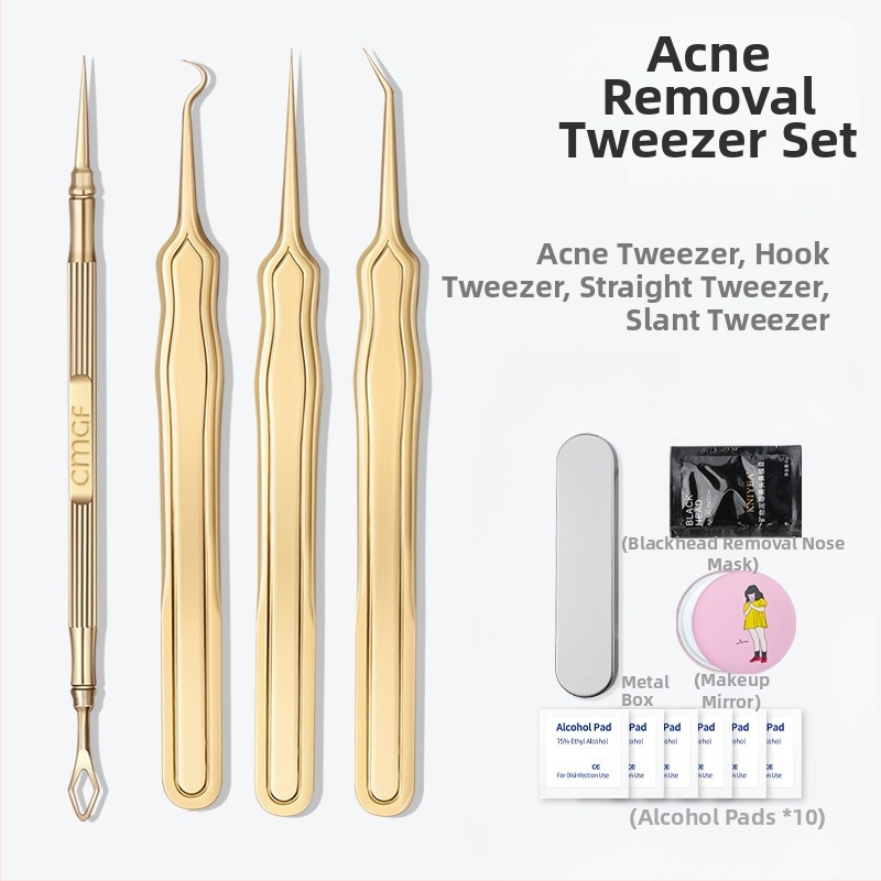 Väliskaubanduse akne nõelraku klambriülikond akne eemaldamise mustpeade pintsetid üliteravad peened pigistavad akne tööriistad ilu kingituste genereerimine