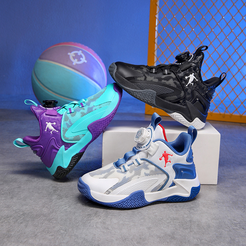 Gyerek kosárlabda cipők 2025 őszi forgó gombos fiú tornacipő nagy gyerek kosárlabda cipők entity nagykereskedelem