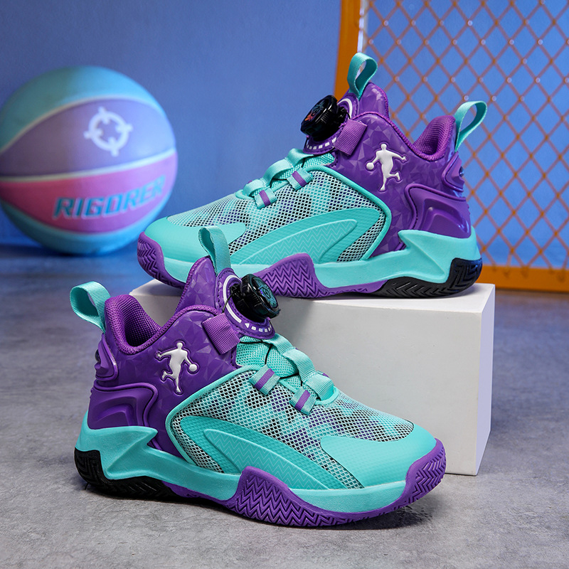 Gyerek kosárlabda cipők 2025 őszi forgó gombos fiú tornacipő nagy gyerek kosárlabda cipők entity nagykereskedelem