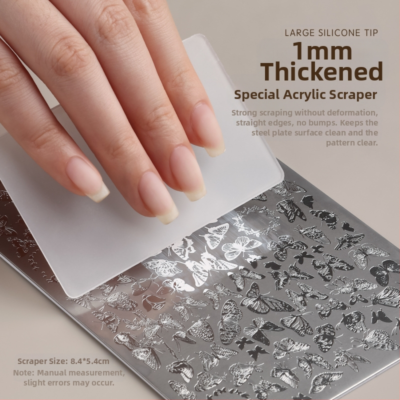 Silikónová pečiatka Gaoy Goya na potlač nechtov, oceľová doska, forma s čipkou, motýlím vzorom, kvetinový Guofeng Transfer Tool