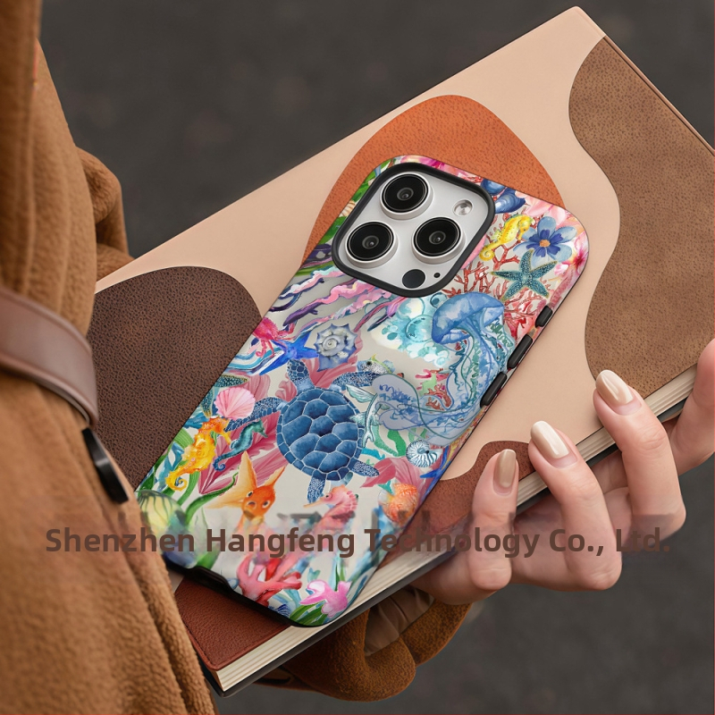 Populārs ārējās tirdzniecības salas stila tālruņa maciņš, kas piemērots iPhone 16, jaunam modelim, divi vienā, Apple 15 Pm triecienizturīgs aizsargapvalks