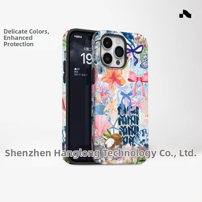 Populārs ārējās tirdzniecības salas stila tālruņa maciņš, kas piemērots iPhone 16, jaunam modelim, divi vienā, Apple 15 Pm triecienizturīgs aizsargapvalks