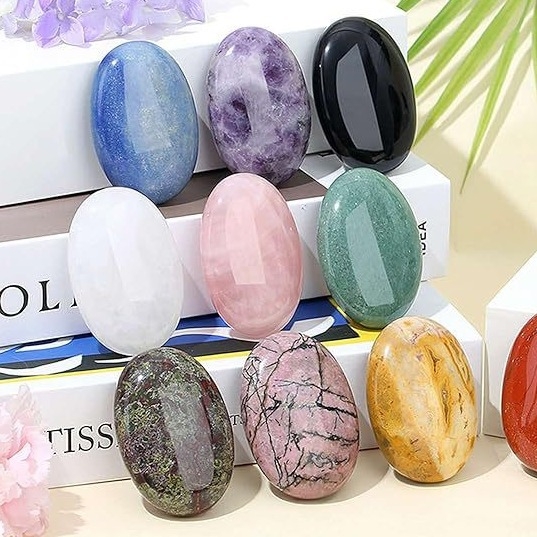 Φυσική πέτρα SPA για ενεργειακό μασάζ με ζεστές πέτρες, μασάζ με ξύσιμο, πέτρα αιθέριου ελαίου, επίπεδη οβάλ 40*60*20mm