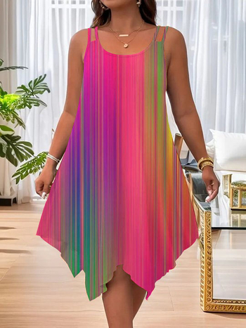 2025. aasta Euroopa ja Ameerika uued naisterõivad Amazoni topelt õlarihmaga suvine vabaaja asümmeetriline äärisega ümara kaelusega kleit