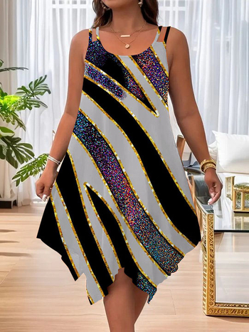 2025. aasta Euroopa ja Ameerika uued naisterõivad Amazoni topelt õlarihmaga suvine vabaaja asümmeetriline äärisega ümara kaelusega kleit