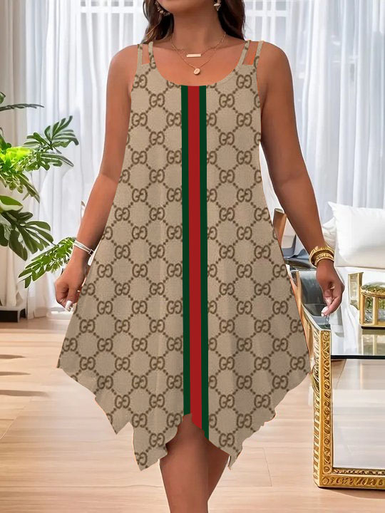 2025. aasta Euroopa ja Ameerika uued naisterõivad Amazoni topelt õlarihmaga suvine vabaaja asümmeetriline äärisega ümara kaelusega kleit