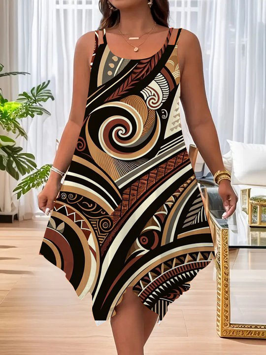 2025. aasta Euroopa ja Ameerika uued naisterõivad Amazoni topelt õlarihmaga suvine vabaaja asümmeetriline äärisega ümara kaelusega kleit