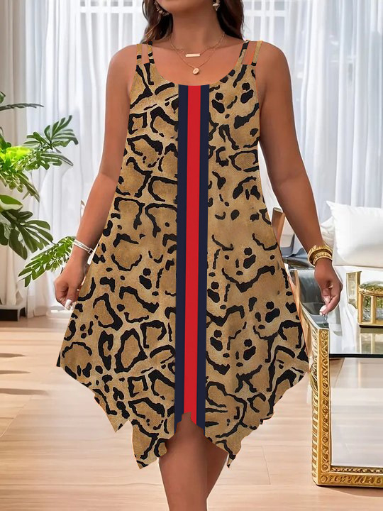 2025. aasta Euroopa ja Ameerika uued naisterõivad Amazoni topelt õlarihmaga suvine vabaaja asümmeetriline äärisega ümara kaelusega kleit