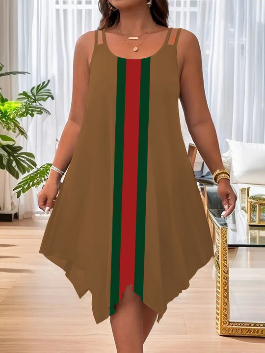 2025. aasta Euroopa ja Ameerika uued naisterõivad Amazoni topelt õlarihmaga suvine vabaaja asümmeetriline äärisega ümara kaelusega kleit