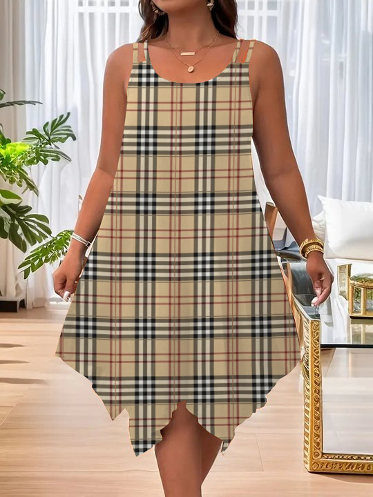 2025. aasta Euroopa ja Ameerika uued naisterõivad Amazoni topelt õlarihmaga suvine vabaaja asümmeetriline äärisega ümara kaelusega kleit