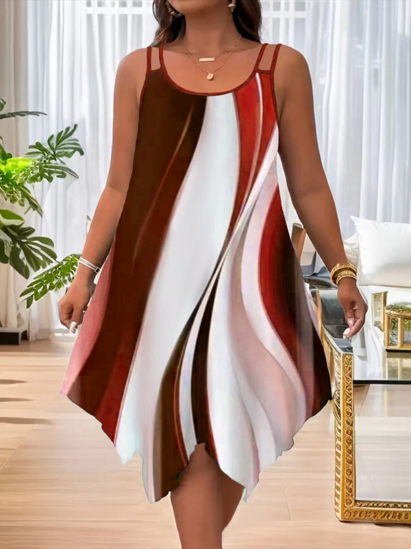 2025. aasta Euroopa ja Ameerika uued naisterõivad Amazoni topelt õlarihmaga suvine vabaaja asümmeetriline äärisega ümara kaelusega kleit