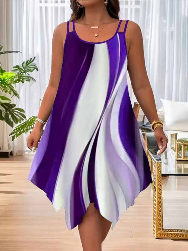 2025. aasta Euroopa ja Ameerika uued naisterõivad Amazoni topelt õlarihmaga suvine vabaaja asümmeetriline äärisega ümara kaelusega kleit