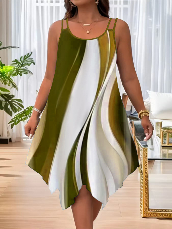 2025. aasta Euroopa ja Ameerika uued naisterõivad Amazoni topelt õlarihmaga suvine vabaaja asümmeetriline äärisega ümara kaelusega kleit