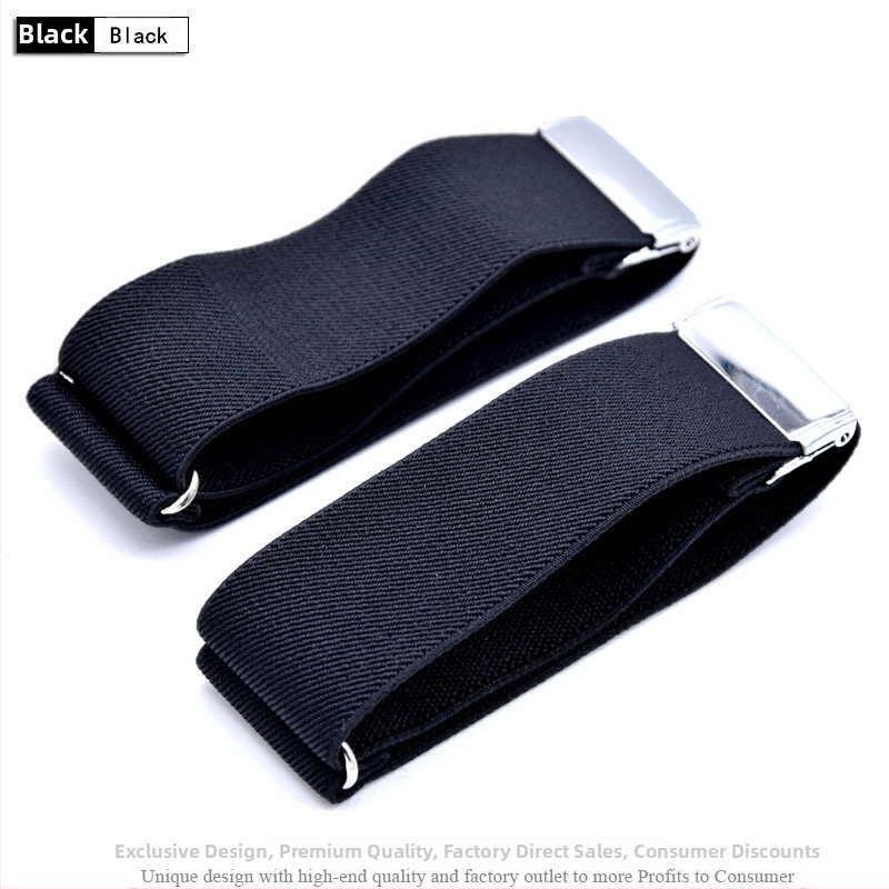 Suaugusiems skirti vyriški ir moteriški marškinių raiščiai, neslystantys dirželiai, universalūs rankogaliai, stilingi elastiniai raiščiai, europietiški ir amerikietiški rankovių žiedai, reguliuojami