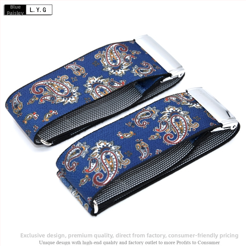 Suaugusiems skirti vyriški ir moteriški marškinių raiščiai, neslystantys dirželiai, universalūs rankogaliai, stilingi elastiniai raiščiai, europietiški ir amerikietiški rankovių žiedai, reguliuojami