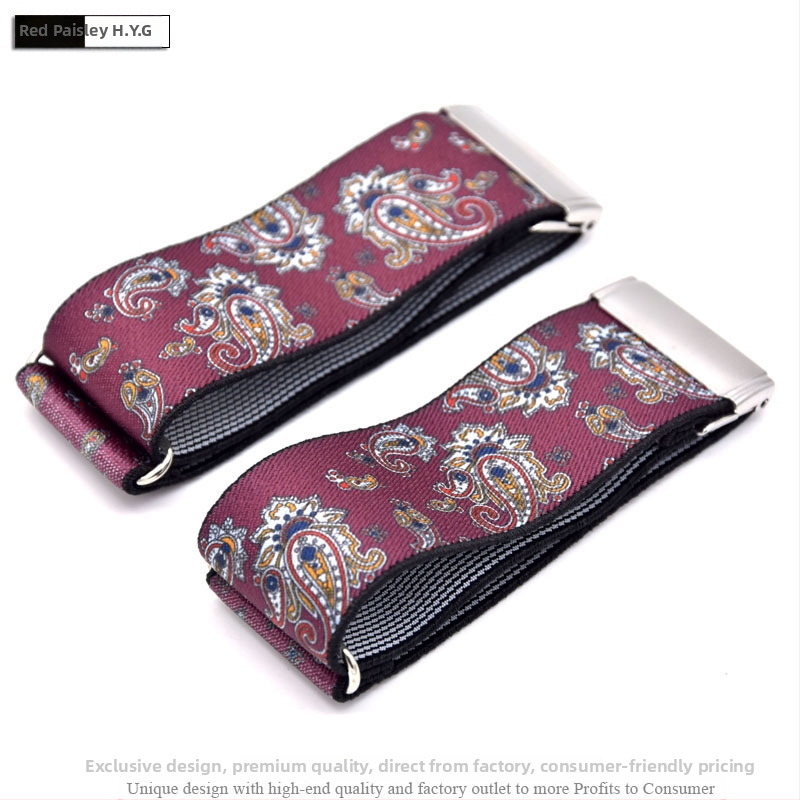 Suaugusiems skirti vyriški ir moteriški marškinių raiščiai, neslystantys dirželiai, universalūs rankogaliai, stilingi elastiniai raiščiai, europietiški ir amerikietiški rankovių žiedai, reguliuojami