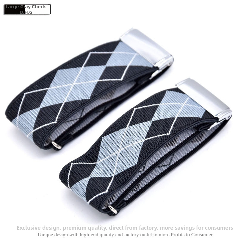 Suaugusiems skirti vyriški ir moteriški marškinių raiščiai, neslystantys dirželiai, universalūs rankogaliai, stilingi elastiniai raiščiai, europietiški ir amerikietiški rankovių žiedai, reguliuojami