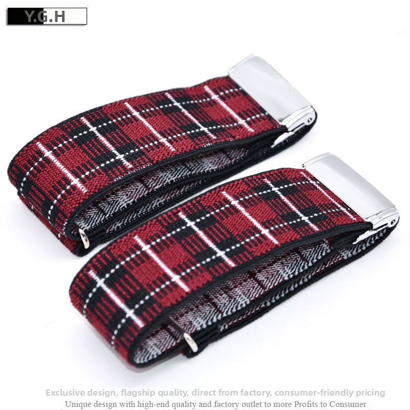 Suaugusiems skirti vyriški ir moteriški marškinių raiščiai, neslystantys dirželiai, universalūs rankogaliai, stilingi elastiniai raiščiai, europietiški ir amerikietiški rankovių žiedai, reguliuojami