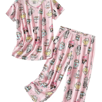 2025. aasta Amazoni piiriülene suvine uus pluss-suuruses naiste väliskaubanduse koduriided pidžaamad trükitud naiste kaheosaline ülikond