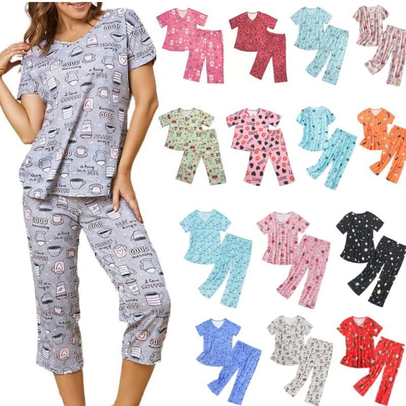 2025 Amazon Transfrontalieră Vară Nouă plus size Femei Comerț Exterior Haine de Casă Pijamale Imprimate Costum de Femei din Două Piese