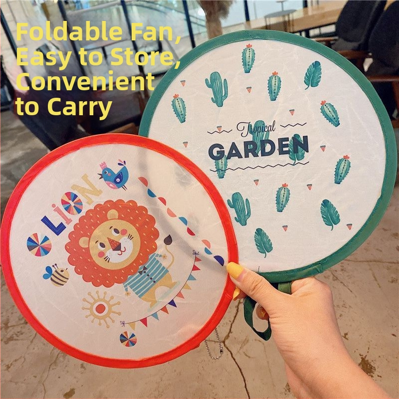 Käsitsi vändatav kaasaskantav ventilaator suveüliõpilastele, kaasaskantav multifilmide kokkupandav ventilaator, väike hundinuia ventilaator, populaarne ja armas