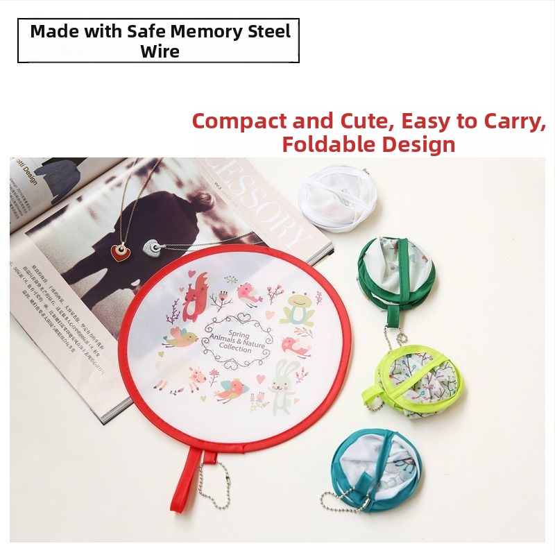 Käsitsi vändatav kaasaskantav ventilaator suveüliõpilastele, kaasaskantav multifilmide kokkupandav ventilaator, väike hundinuia ventilaator, populaarne ja armas