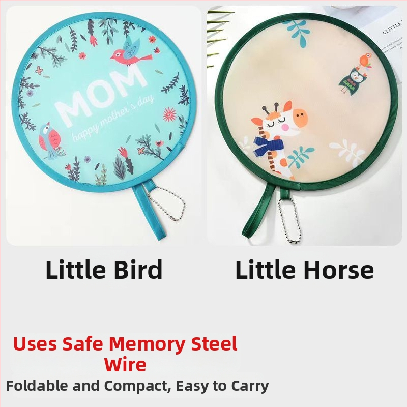 Käsitsi vändatav kaasaskantav ventilaator suveüliõpilastele, kaasaskantav multifilmide kokkupandav ventilaator, väike hundinuia ventilaator, populaarne ja armas