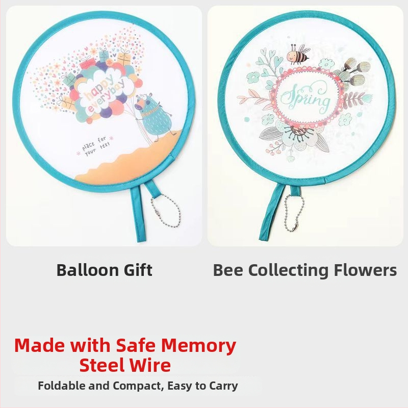 Käsitsi vändatav kaasaskantav ventilaator suveüliõpilastele, kaasaskantav multifilmide kokkupandav ventilaator, väike hundinuia ventilaator, populaarne ja armas