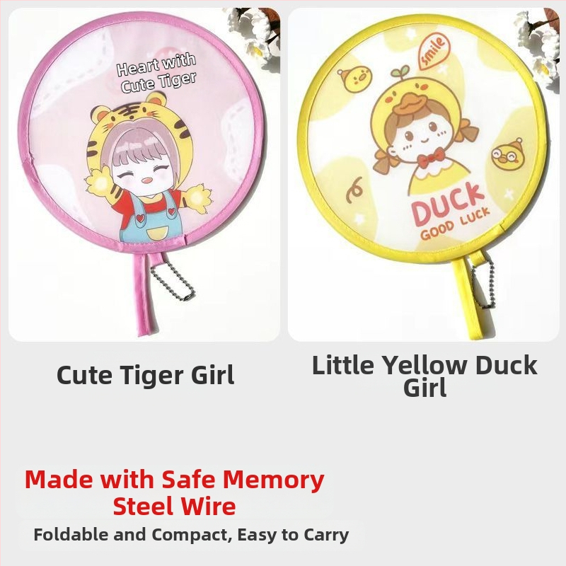 Käsitsi vändatav kaasaskantav ventilaator suveüliõpilastele, kaasaskantav multifilmide kokkupandav ventilaator, väike hundinuia ventilaator, populaarne ja armas